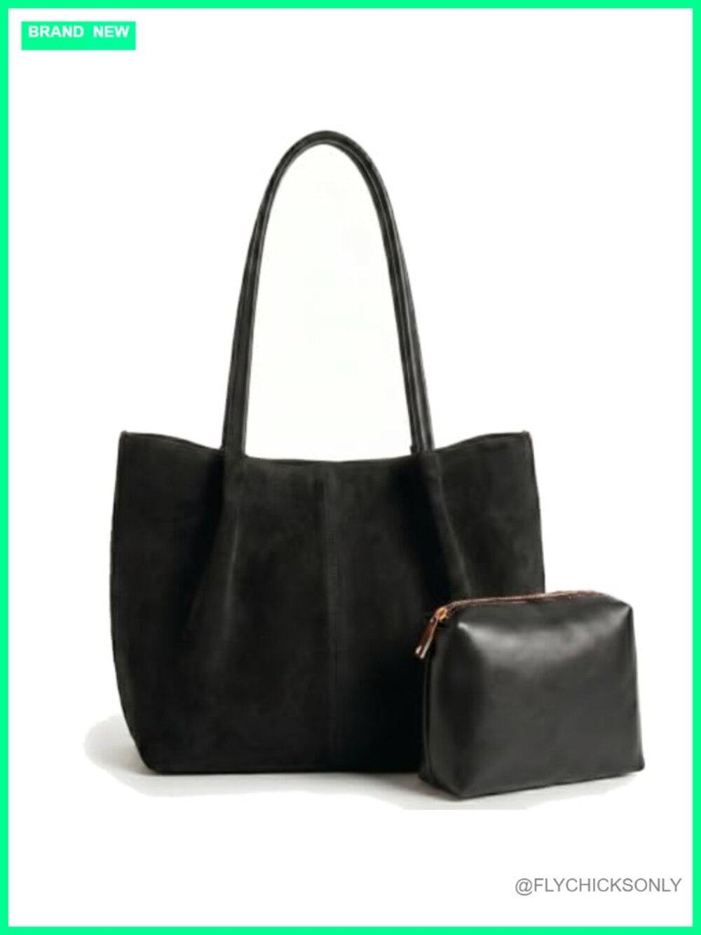 Faux Suede Work Tote, Laptop Bag Fits 15.6" with Magnetic Closure & Cosmetic
